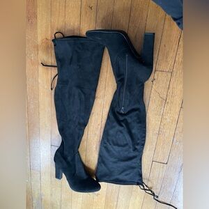 Women's Black Over-the-Knee unisa 4in heel faux suede boots witchy romantic